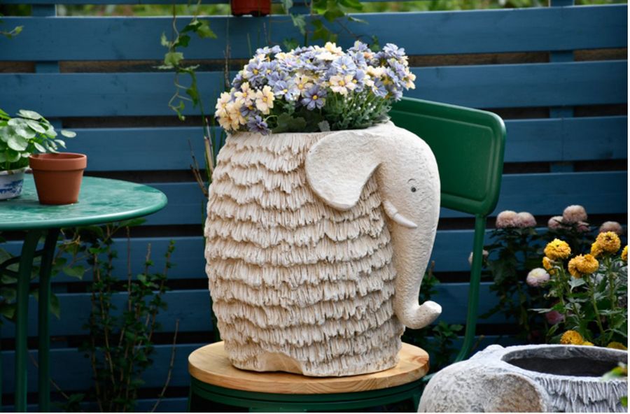 Unique Garden Flowerpot, Large Elephant Flowerpot, Resin Statue for Garden, Modern Animal Statue for Garden Ornaments, Villa Outdoor Decor Gardening Ideas-ArtWorkCrafts.com