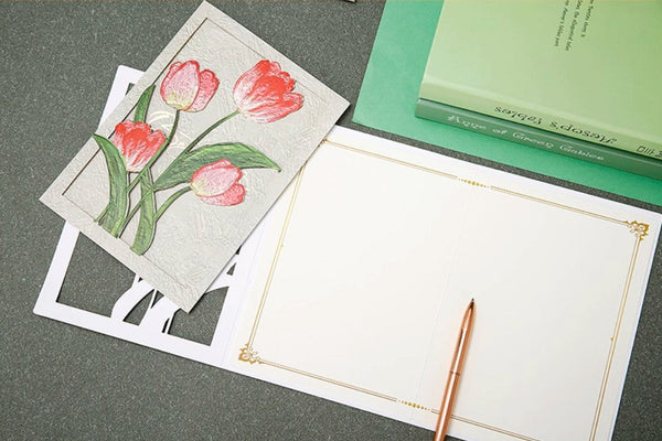 Tulip Flower Greeting Cards, Creative Birthday Greeting Card, Beautiful Greeting Cards to Friends, Original Handmade Greeting Cards-ArtWorkCrafts.com