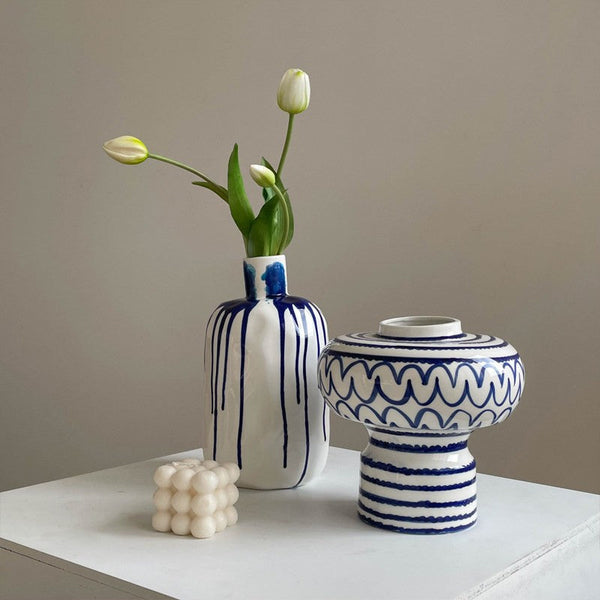 Modern Ceramic Flower Vases, Handmade Water Holding Flower Vases, Porcelain Bud Vases, Small Flower Vases on Table-ArtWorkCrafts.com