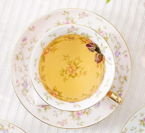 Elegant Ceramic Coffee Cups, Beautiful British Tea Cups, Unique Afternoon Tea Cups and Saucers in Gift Box, Royal Bone China Porcelain Tea Cup Set-ArtWorkCrafts.com