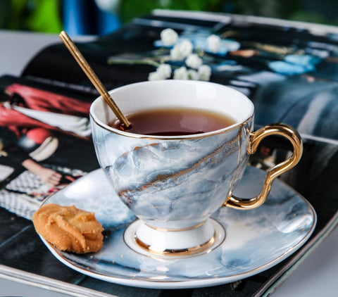 Unique Tea Cups and Saucers in Gift Box as Birthday Gift, Elegant Ceramic Coffee Cups, Beautiful British Tea Cups, Royal Bone China Porcelain Tea Cup Set-ArtWorkCrafts.com
