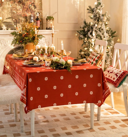 Extra Large Modern Rectangular Tablecloth for Dining Room Table, Christmas Edelweiss Table Covers, Square Tablecloth for Kitchen, Large Tablecloth for Round Table-ArtWorkCrafts.com