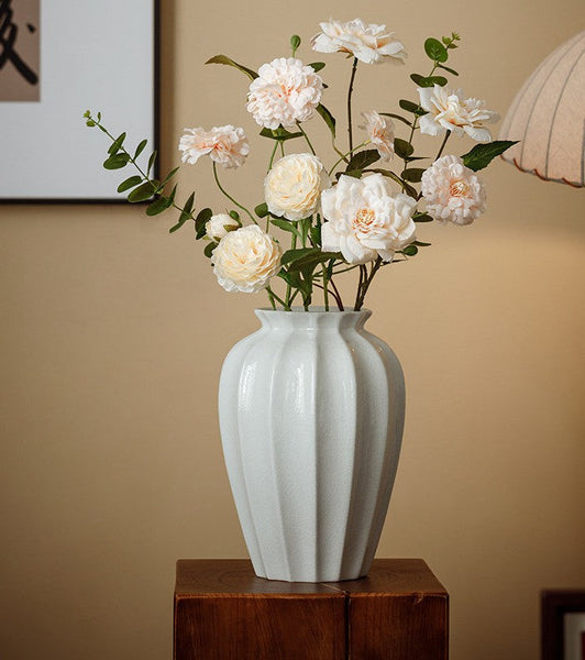 Large Flower Vases on Table, Centerpiece Ceramic Bud Vases, Porcelain Flower Vases, Handmade Water Holding Flower Vase-ArtWorkCrafts.com