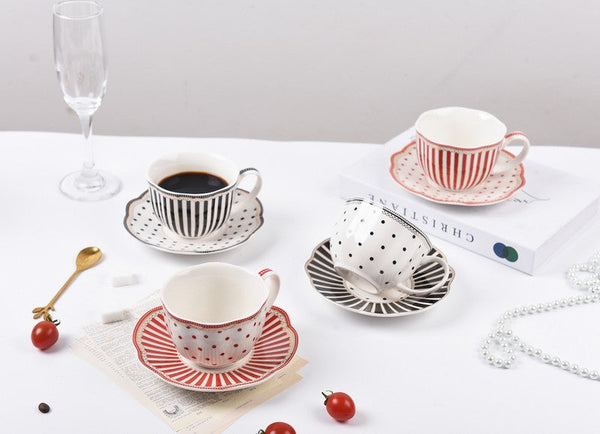 Unique Porcelain Cup and Saucer, Afternoon British Tea Cups, Creative Porcelain Tea Cup Saucer Set, Elegant Modern Ceramic Coffee Cups