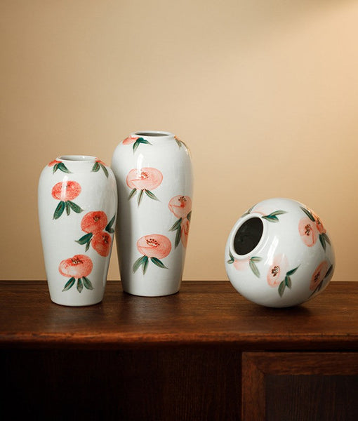 Porcelain Flower Vases, Handmade Water Holding Flower Vases, Modern Flower Vase Centerpiece on Table, Ceramic Bouquet Vases-ArtWorkCrafts.com