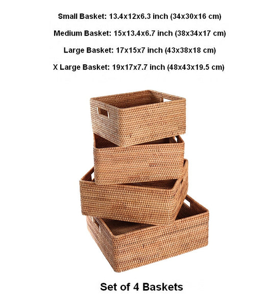 Large Storage Baskets for Bedroom, Storage Baskets for Bathroom, Rectangular Storage Baskets, Storage Baskets for Shelves-ArtWorkCrafts.com