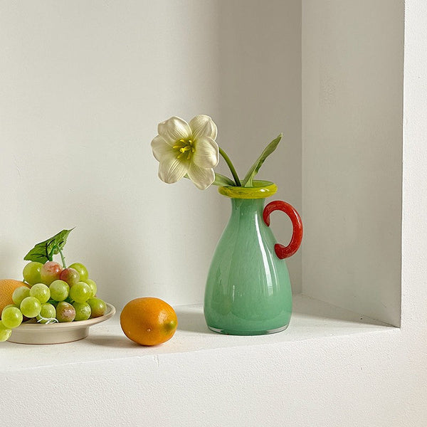 Small Flower Vase, Modern Glass Flower Vases, Handmade Glass Bud Vases, Water Holding Flower Vases, Flower Vases on Table-ArtWorkCrafts.com