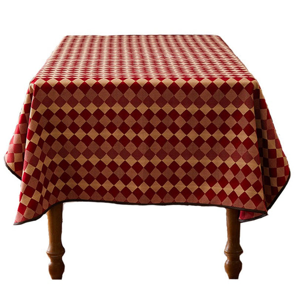 Modern Rectangle Tablecloth for Dining Room Table, Red Checked Table Cloth, Square Tablecloth for Round Table-ArtWorkCrafts.com