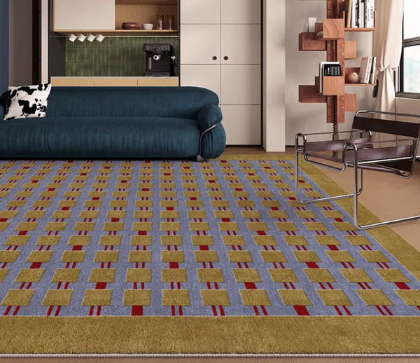 Mid Century Modern Rugs for Living Room, Vintage Area Rugs for Bedroom, Large Contemporary Area Rugs for Dining Room-ArtWorkCrafts.com