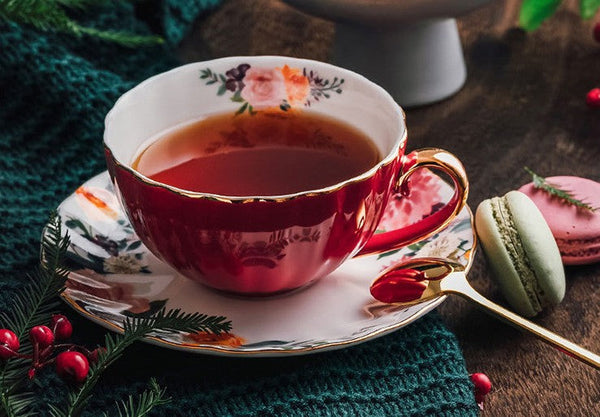 Elegant Ceramic Coffee Cups, Beautiful British Tea Cups, Creative Porcelain Tea Cup Saucer Set, 6.8 oz Tea Cup and Saucer in Gift Box-ArtWorkCrafts.com
