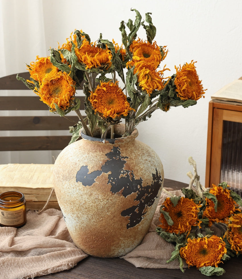 Natural Dried Sunflowers Bunch, Preserved Flower Arrangement Decor, Rustic Floral Bouquet Gift