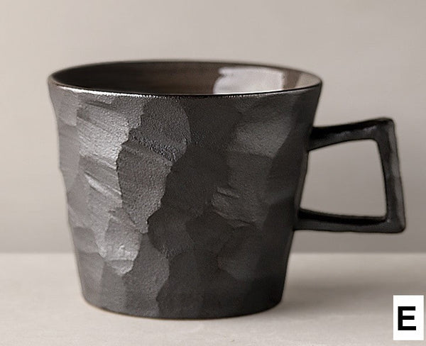 Modern Handmade Pottery Coffee Cup, Creative Brown White Black Blue Ceramic Coffee Mugs, Large Unique Tea Cup, Large Capacity Coffee Cups-ArtWorkCrafts.com