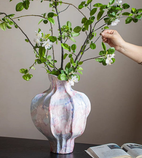 Handmade Modern Flower Vase, Centerpiece Ceramic Bouquet Vases, Large Contemporary Vases on Dining Table, Porcelain Vases for Modern Home Decor-ArtWorkCrafts.com