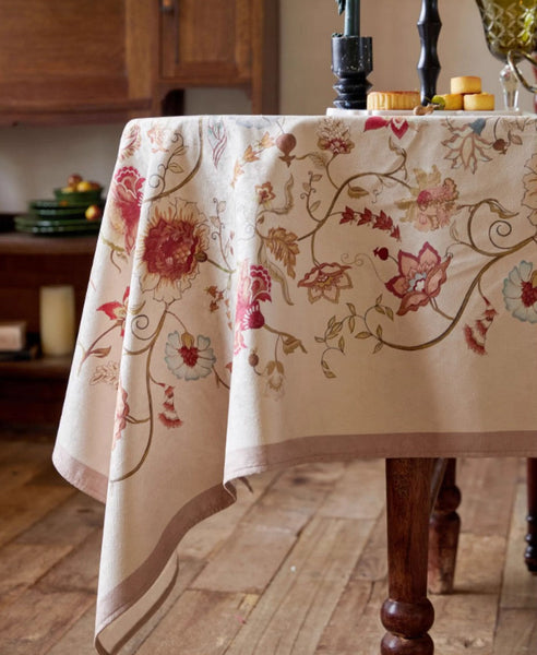 Large Modern Rectangle Tablecloth for Dining Table, Flower Table Covers for Round Table, Farmhouse Table Cloth for Oval Table, Square Tablecloth for Kitchen-ArtWorkCrafts.com