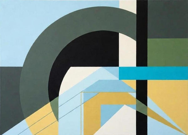 Acrylic Modern Canvas Wall Art, Sky Blue, Sage Green, Yellow Color, Geometric Abtract Art for Modern Living Room
