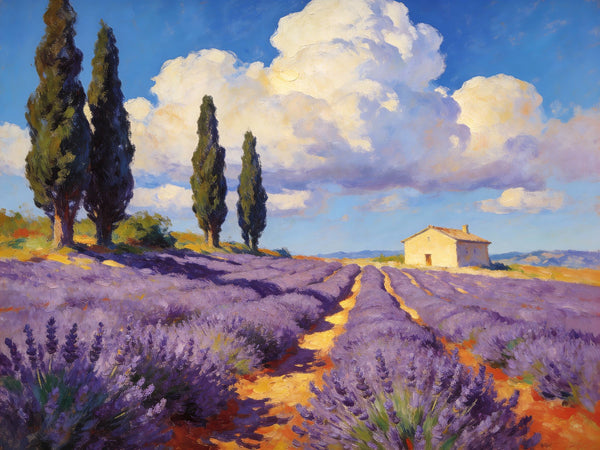Original Small Paintings on Canvas, Provence lavender fields, Hand Painted Canvas Art, Small Landscape Paintings, Small Paintings on Canvas-ArtWorkCrafts.com