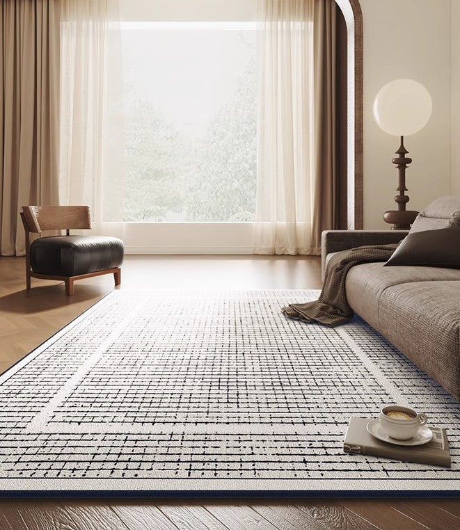 Mid Century Modern Rugs for Bedroom, Large Modern Rugs for Living Room, Contemporary Abstract Rugs under Dining Room Table-ArtWorkCrafts.com
