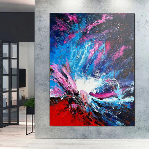 Abstract Paintings Behind Sofa, Contemporary Canvas Wall Art, Buy Paintings Online, Acrylic Paintings for Bedroom, Palette Knife Canvas Art-ArtWorkCrafts.com