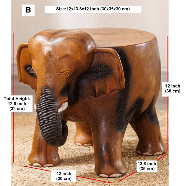 Handmade Solid Wood low Stool, Elephant Wooden Stool, Elephant Sofa Stool, Dining Table Stool, Creative Shoe-changing Stool-ArtWorkCrafts.com