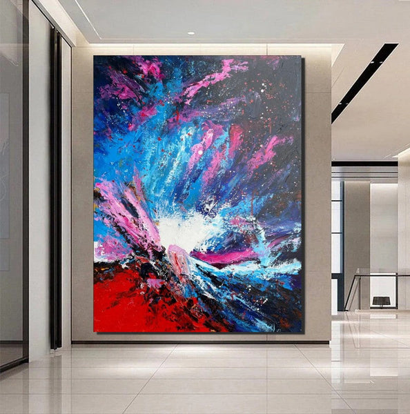 Abstract Paintings Behind Sofa, Contemporary Canvas Wall Art, Buy Paintings Online, Acrylic Paintings for Bedroom, Palette Knife Canvas Art-ArtWorkCrafts.com