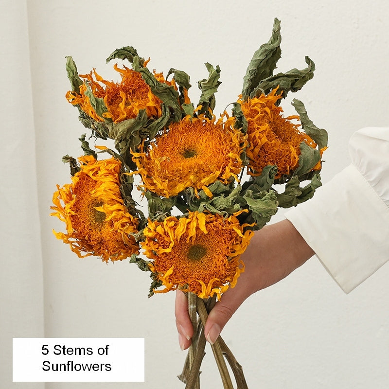 Natural Decorations, A Bunch of Sunflowers, Flower Arrangement, Handmade Artificial Flowers for Home Decor, Natural Dried Sunflower Stems-ArtWorkCrafts.com