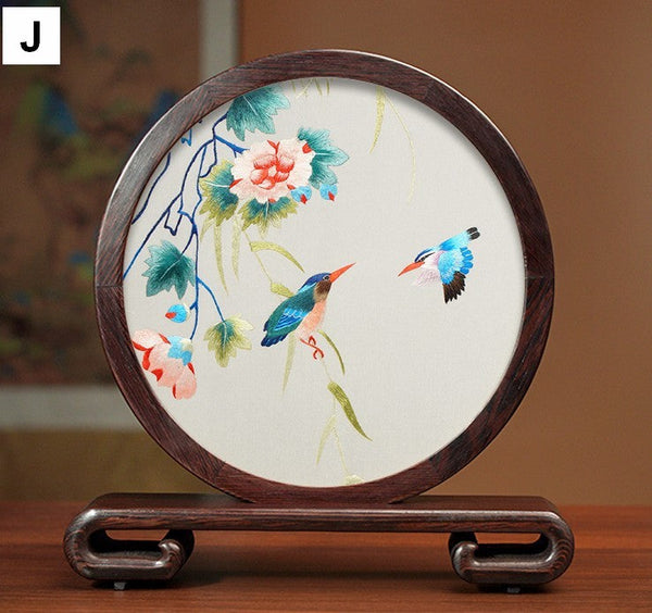 Traditional Chinese Suzhou Flower and Birds Silk Embroidery Ornaments, Exclusive Business Presents, Creative Birthday Gift, Premium Souvenir-ArtWorkCrafts.com