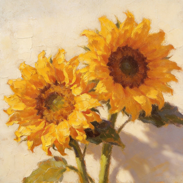 Small Canvas Artwork, Blooming Sunflowers, Still Life Painting, Hand Painted Canvas Art, Original Flower Paintings, Buy Small Artwork Online-ArtWorkCrafts.com