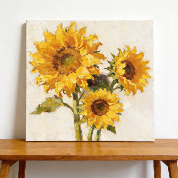 Still Life Painting, Hand Painted Canvas Art, Blooming Sunflowers, Small Canvas Artwork, Original Flower Paintings, Buy Small Paintings Online-ArtWorkCrafts.com