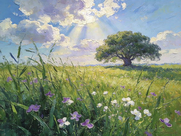 Morning on the Grassland, Small Landscape Paintings, Small Oil Paintings on Canvas, Original Oil Paintings, Small Paintings on Canvas, Hand Painted Canvas Art-ArtWorkCrafts.com