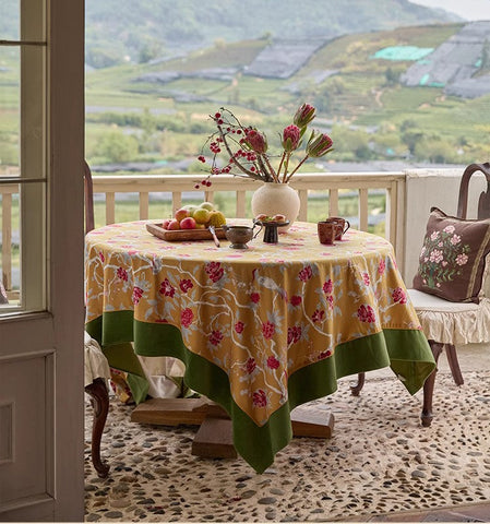 Farmhouse Table Cloth, Dining Room Flower Table Cloths, Large Square Tablecloth for Round Table, Extra Large Rectangular Table Covers for Kitchen-ArtWorkCrafts.com