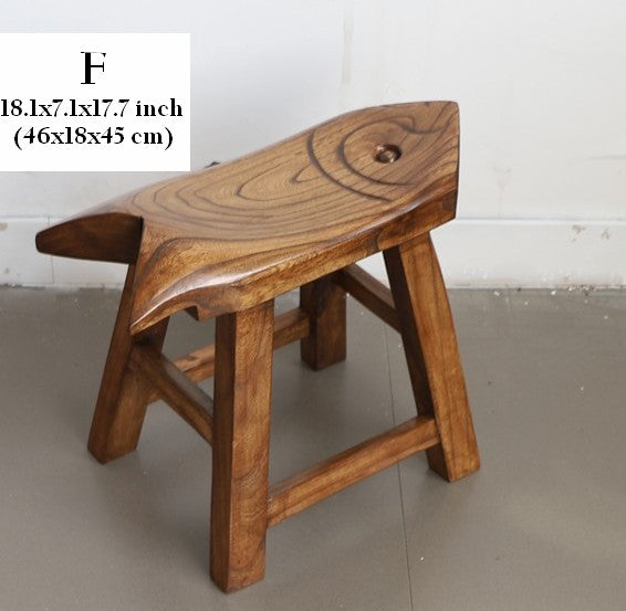 Solid Wood low Stool, Creative Shoe-changing Stool, Handmade Vintage Old Elm Wood Stool, Children's Wooden Stool, Sofa Stool, Dining Table Stool-ArtWorkCrafts.com