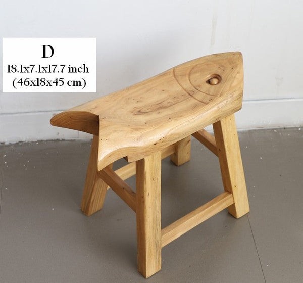 Children's Wooden Stool, Sofa Stool, Dining Table Stool, Handmade Solid Wood low Stool, Creative Shoe-changing Stool, Old Elm Wood Stool-ArtWorkCrafts.com