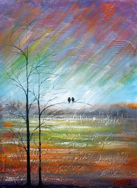 Large Acrylic Painting, Simple Canvas Painting, Abstract Painting for Sale, Love Birds Painting, Paintings for Bedroom, C-ArtWorkCrafts.com
