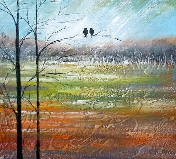 Large Acrylic Painting, Simple Canvas Painting, Abstract Painting for Sale, Love Birds Painting, Paintings for Bedroom, C-ArtWorkCrafts.com
