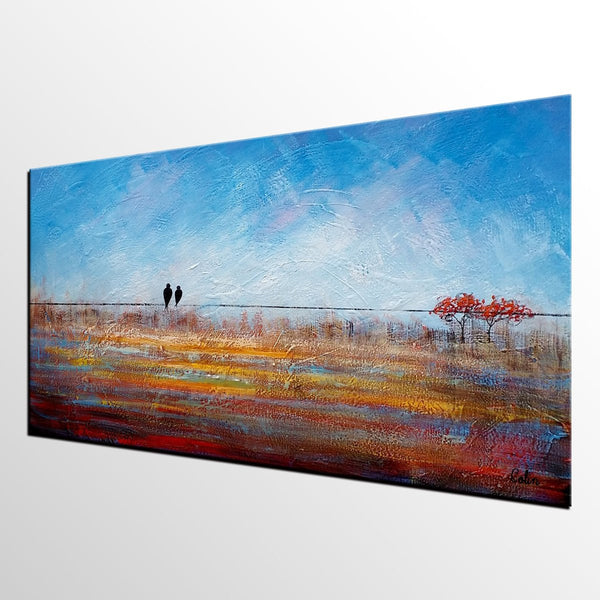 Simple Abstract Painting, Acrylic Painting on Sale, Dining Room Wall Art Painting, Love Birds Painting, Abstract Painting for Bedroom-ArtWorkCrafts.com