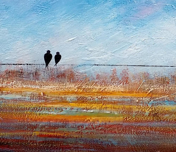 Simple Abstract Painting, Acrylic Painting on Sale, Dining Room Wall Art Painting, Love Birds Painting, Abstract Painting for Bedroom-ArtWorkCrafts.com