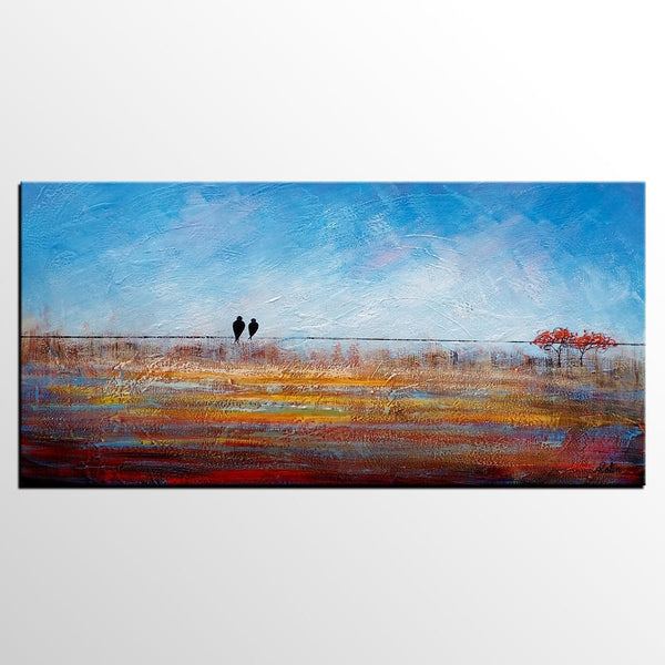 Simple Abstract Painting, Acrylic Painting on Sale, Dining Room Wall Art Painting, Love Birds Painting, Abstract Painting for Bedroom-ArtWorkCrafts.com