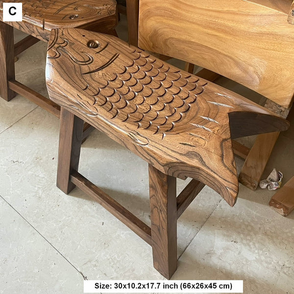 Handmade Solid Wood low Stool, Creative Shoe-changing Stool, Vintage Old Elm Wood Stool, Children's Wooden Stool, Sofa Stool, Dining Table Stool-ArtWorkCrafts.com