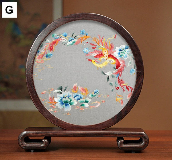 Exclusive Business Presents, Flower and Birds Silk Embroidery Ornaments, Creative Birthday Gift, Premium Souvenir, Traditional Chinese Suzhou Silk Embroidery-ArtWorkCrafts.com