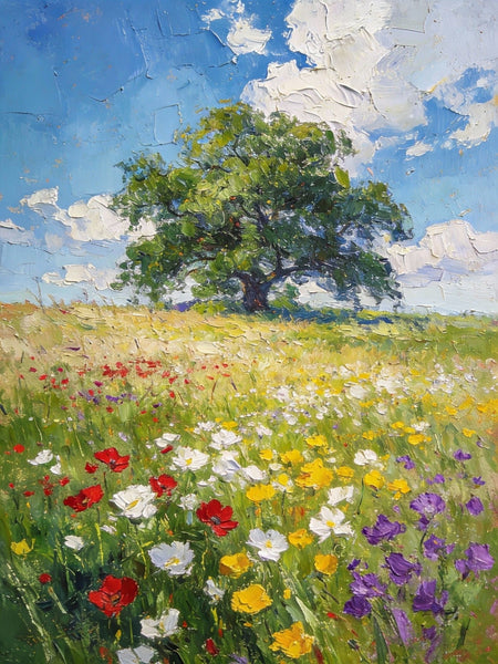 Summer Meadow, Wildflowers in the Open Air, Original Artwork Small Paintings, Heavy Texture Wall Art Paintings, On Canvas Small Paintings, Hand Painted Canvas Art-ArtWorkCrafts.com