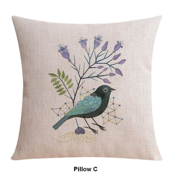 Love Birds Throw Pillows for Couch, Singing Birds Decorative Throw Pillows, Modern Sofa Decorative Pillows, Decorative Pillow Covers-ArtWorkCrafts.com