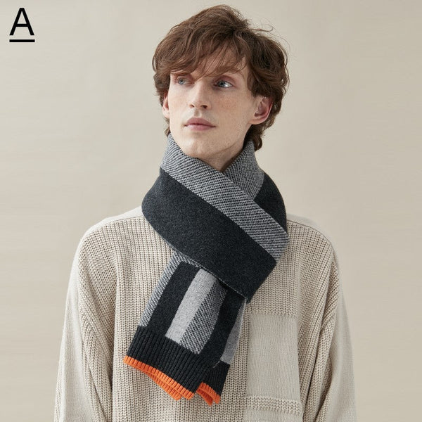 Casual Scarf Men, Business Wool Scarf for Gentleman, Men's Winter Scarf, Men's Wool Scarf Winter, Modern Fashion Scarf, Formal Men Scarf Styles, Pure Wool Scarf-ArtWorkCrafts.com