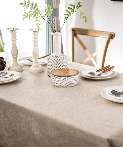 Large Rectangle Table Cover for Dining Room Table, Modern Table Cloth, Cotton and Linen Tablecloth for Home Decoration, Square Tablecloth for Round Table-ArtWorkCrafts.com