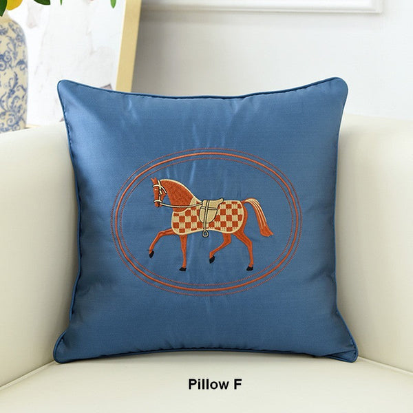 Embroider Horse Pillow Covers, Modern Decorative Throw Pillows, Horse Decorative Throw Pillows for Couch, Modern Sofa Decorative Pillows-ArtWorkCrafts.com