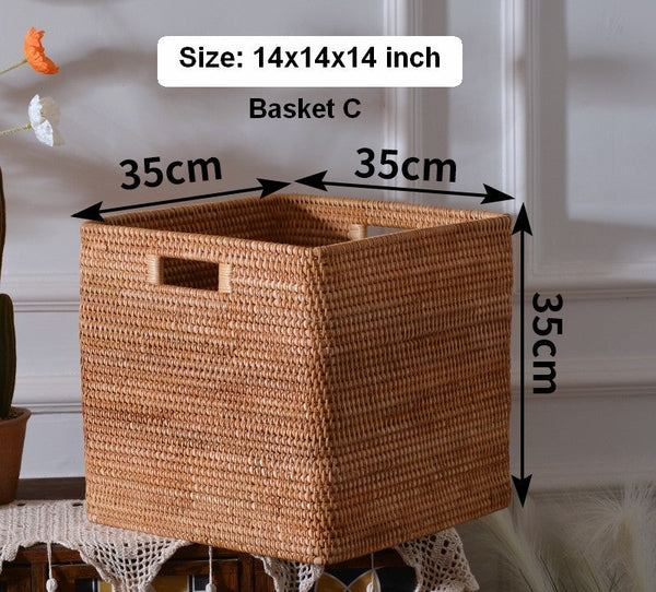 Storage Basket for Shelves, Large Rectangular Storage Basket, Storage Baskets for Kitchen, Woven Storage Basket for Living Room-ArtWorkCrafts.com
