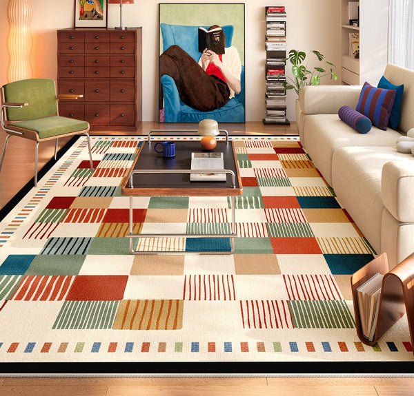 Colorful Mid Century Rugs for Small House, Modern Runner Rugs Next to Bed, Abstract Contemporary Modern Rugs for Living Room, Modern Rugs for Apartment