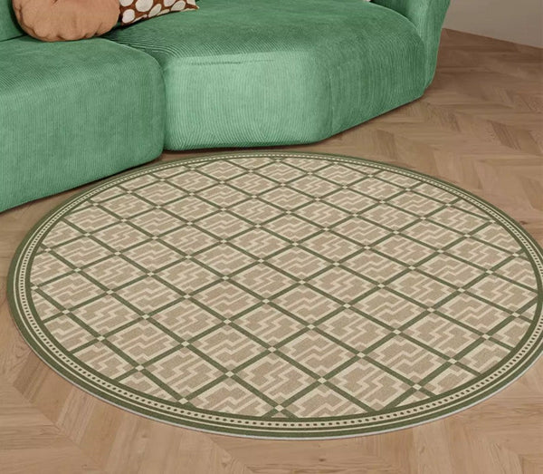 Contemporary Modern Rug for Living Room, Circular Modern Rugs under Chairs, Geometric Round Rugs for Dining Room, Bedroom Abstract Modern Rugs-ArtWorkCrafts.com