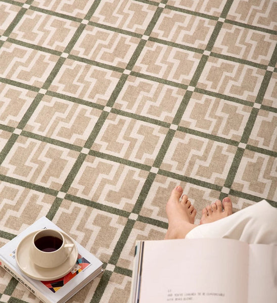 Contemporary Modern Rug for Living Room, Circular Modern Rugs under Chairs, Geometric Round Rugs for Dining Room, Bedroom Abstract Modern Rugs-ArtWorkCrafts.com