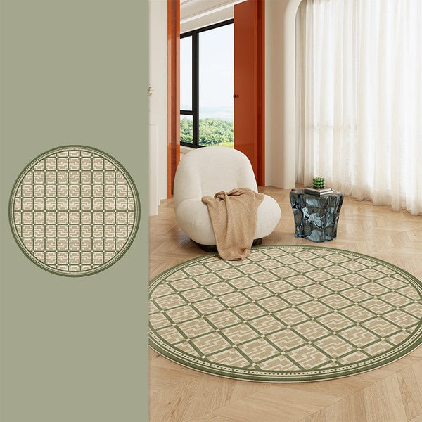 Contemporary Modern Rug for Living Room, Circular Modern Rugs under Chairs, Geometric Round Rugs for Dining Room, Bedroom Abstract Modern Rugs-ArtWorkCrafts.com