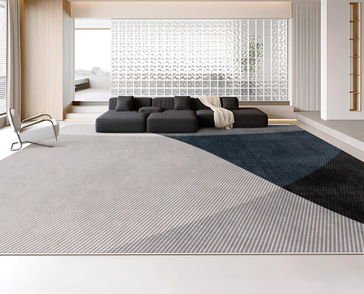 Modern Rugs for Living Room, Contemporary Rugs for Dining Room, Blue Contemporary Modern Rugs, Geometric Contemporary Rugs Next to Bed-ArtWorkCrafts.com